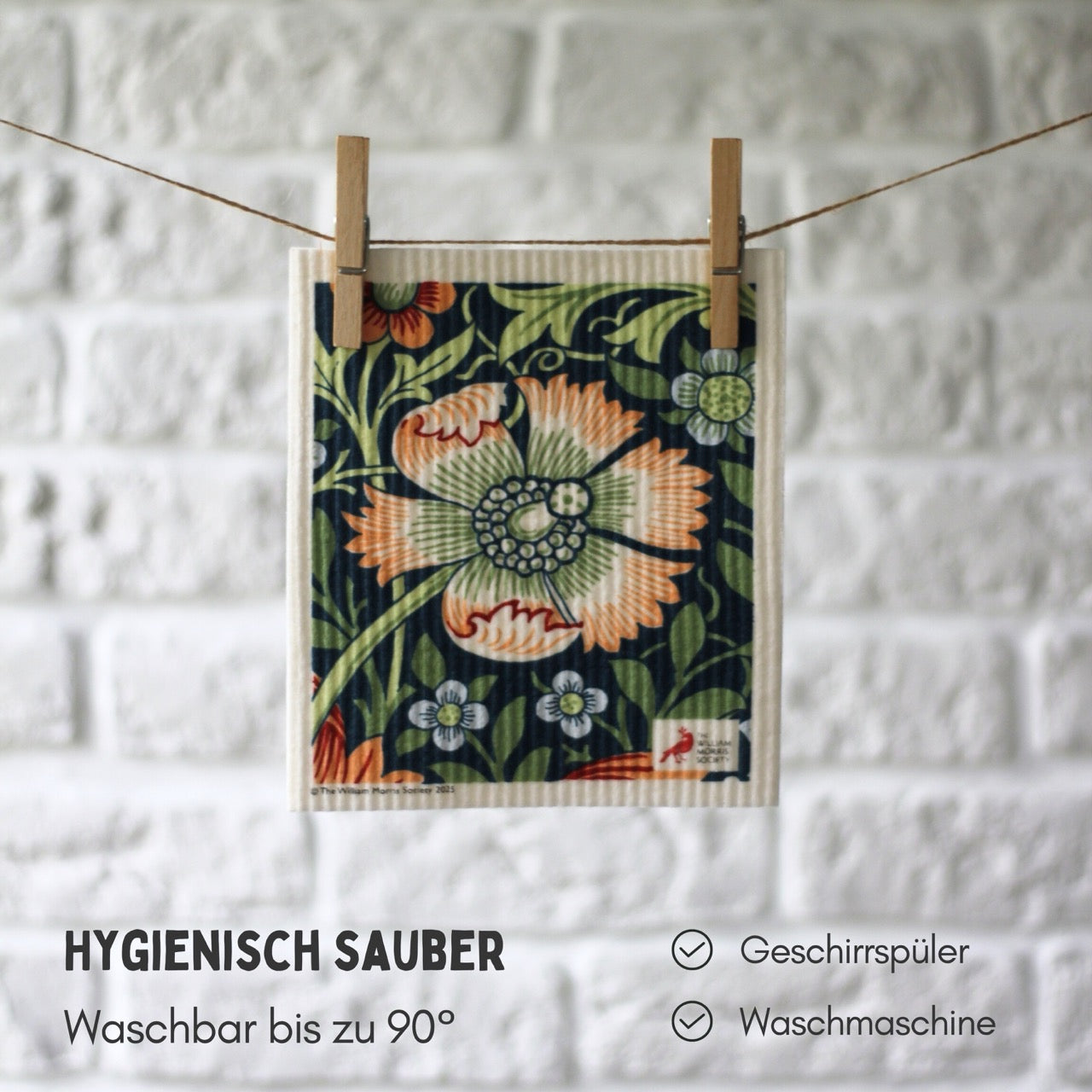 5x Art Spültücher bedruckt Set - William Morris Flower Garden