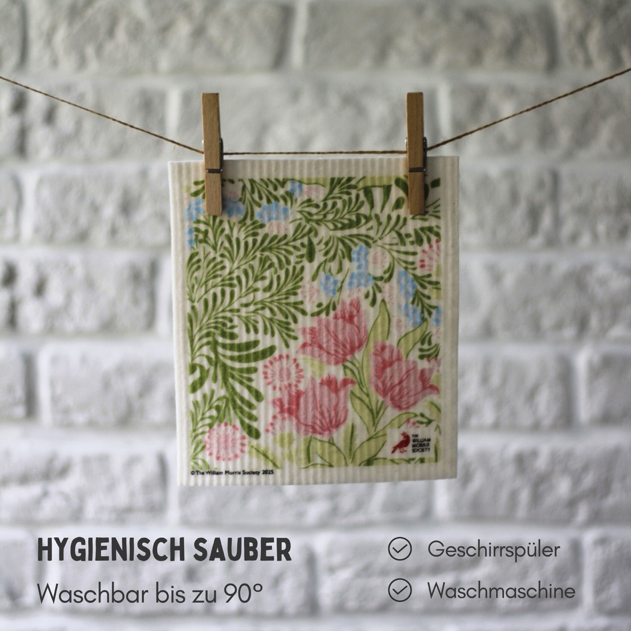 5x Art Spültücher bedruckt Set - William Morris Green Edition