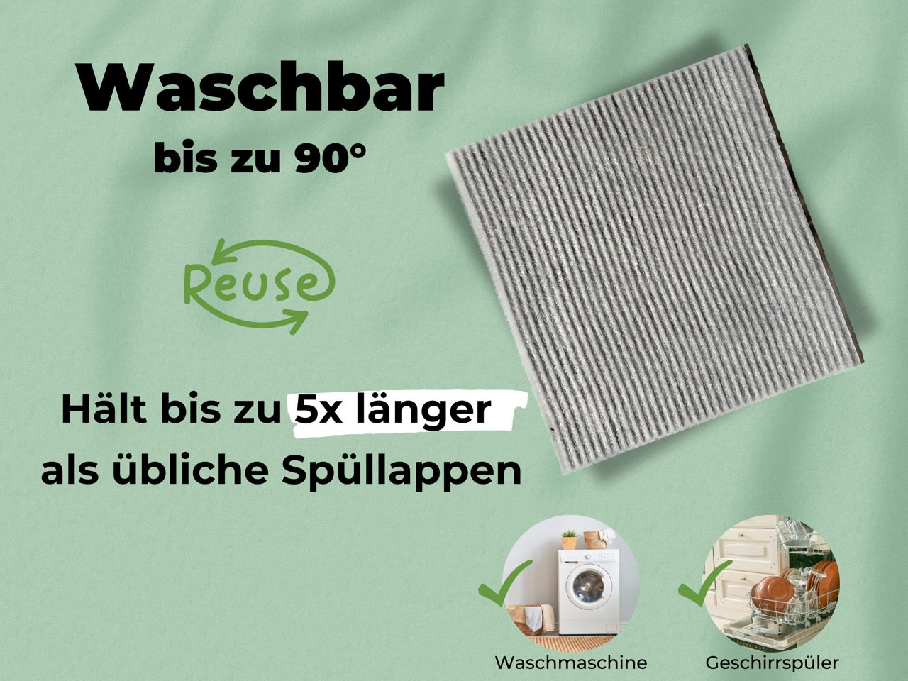 Spültücher Grau aus Baumwolle & Holz-Zellstoff - waschbar & extra Saugstark - Made in Sweden