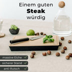 Steak Schneidebrett Holz aus Eiche Massivholz - mit Abtropfrinne (27x19x3cm)