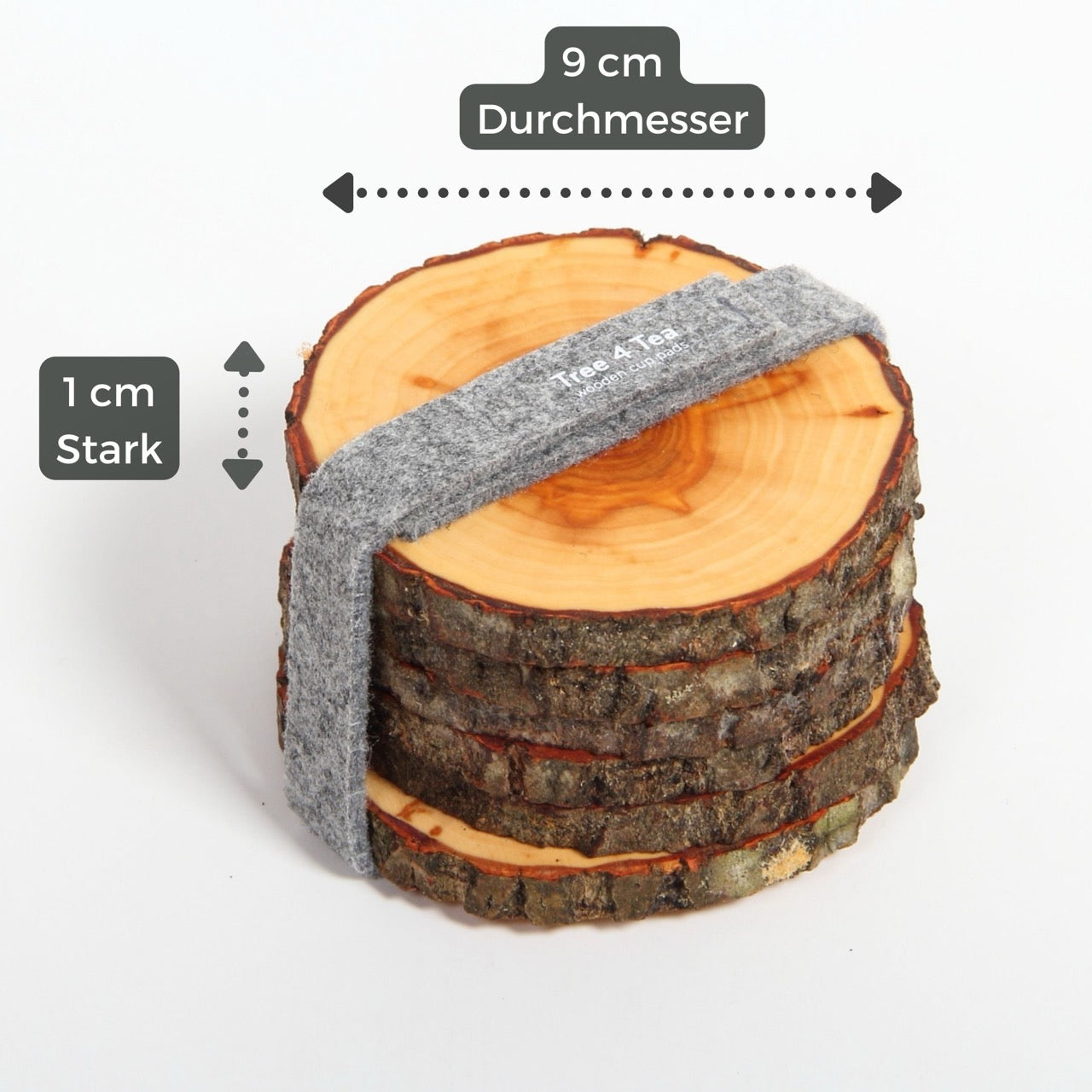Holz Untersetzer Gläser 9cm Durchmesser, 1cm Massiv