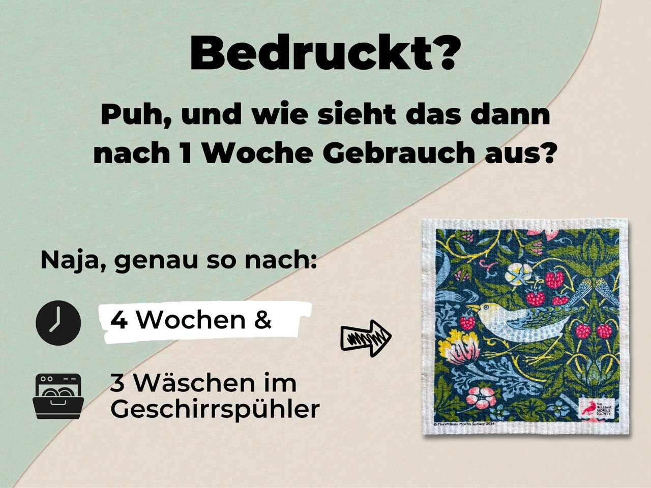 5x Art Spültücher bedruckt Set - William Morris Flower Garden