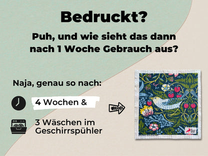 3x Art Spültücher waschbar - Original William Morris Willow Bough