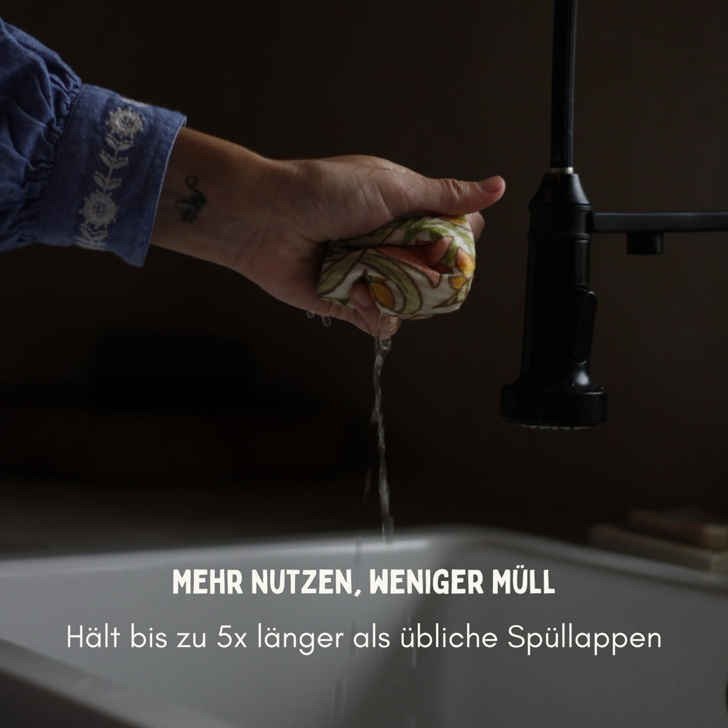 5x Art Spültücher bedruckt Set - William Morris Green Edition