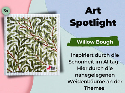 3x Art Spültücher waschbar - Original William Morris Willow Bough
